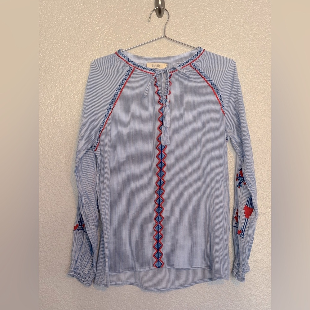 Deby Debo Blue and Red Embroidered Blouse  - Women Size Small